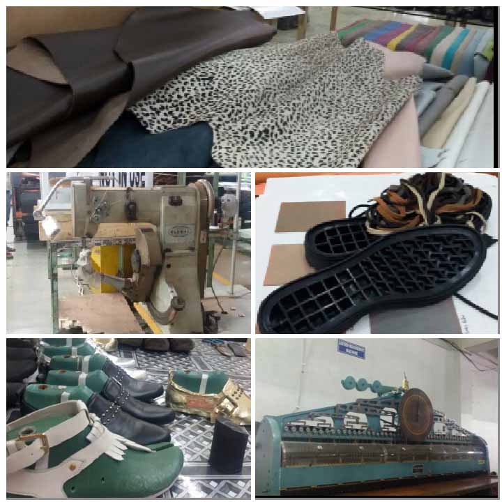 (clockwise) A step by step shoe creation in Alberto Torresi factory in Agra 