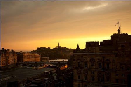 Evening view of Edinburgh from Calton Hill, Edinburgh, Lothian, Scotland